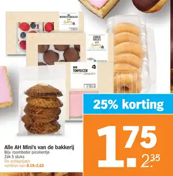 Albert Heijn Alle AH Mini's van de bakkerij aanbieding