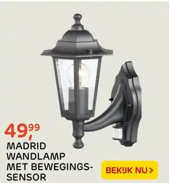 Praxis Tuincentrum Madrid wandlamp met bewegings-sensor aanbieding