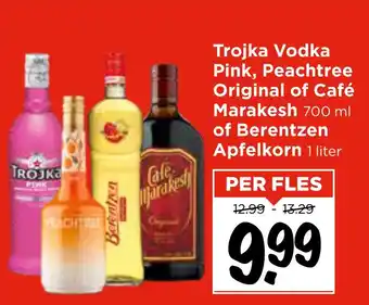 Vomar Voordeelmarkt Trojka Vodka Pink, Peachtree Original of Café Marakesh 700 ml aanbieding