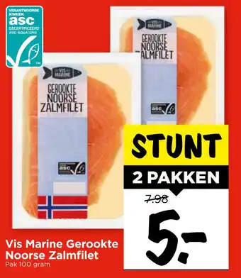 Vomar Voordeelmarkt Vis Marine Gerookte Noorse Zalmfilet aanbieding