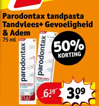 Kruidvat Parodontax tandpasta Tandvlees+ Gevoeligheid & Adem NEW aanbieding