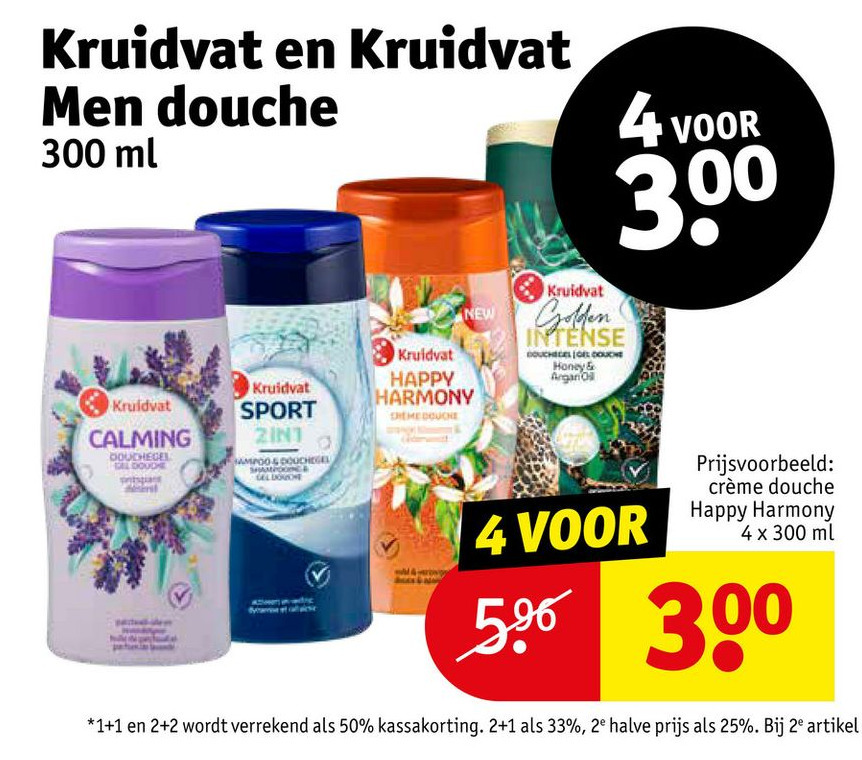 Kruidvat en Kruidvat Men douche 300 ml aanbieding bij Kruidvat