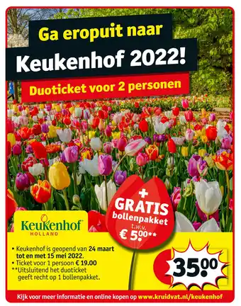 Kruidvat Keukenhof 2022 duoticket voor 2 personsn aanbieding