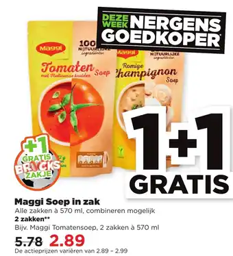 PLUS Maggi soep in zak 2*570ml aanbieding