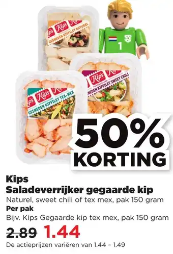 PLUS Kips Saladeverrijker gegaarde kip 150g aanbieding