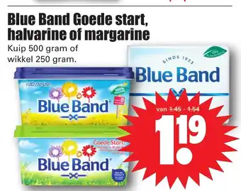 Dirk Blue Band Goede start, halvarine of margarine kuip 500 gram of wikkel 250 gram aanbieding