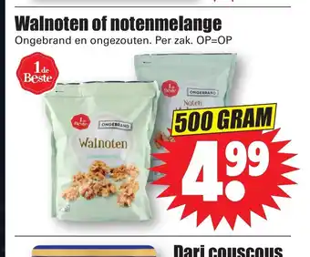 Dirk Walnoten of notenmelange 500 gram per zak aanbieding