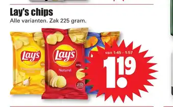 Dirk Lay's Chips alle varianten zak 225 gram aanbieding