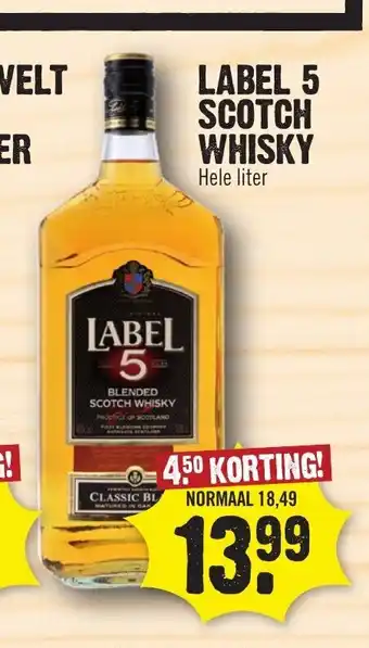 Dirk Label 5 Scotch Whisky hele liter aanbieding