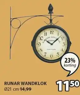 Jysk Runar wandklok aanbieding