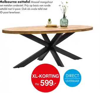 Woonsquare Melbourne eettafel Massief mangohout aanbieding