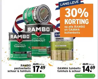 GAMMA Rambo Pantserbeits Schuur & Tuinhuis Of Gamma Tuinbeits Tuinhuis & Schuur 30% Korting aanbieding