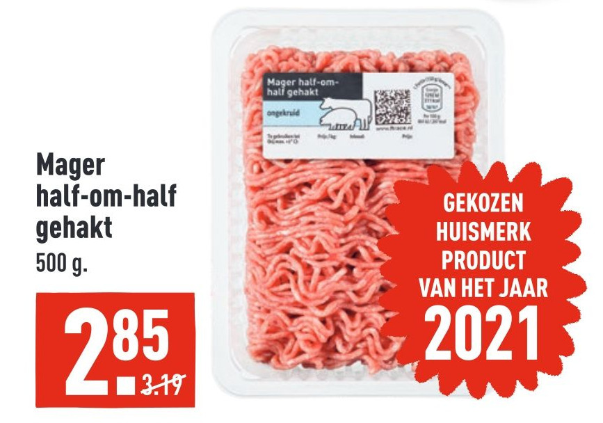Mager halfomhalf gehakt 500 g. aanbieding bij ALDI