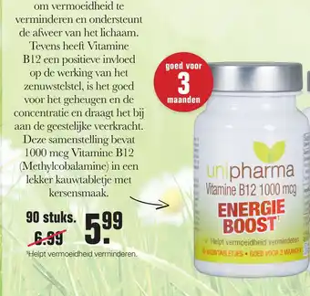 De Online Drogist unipharma Vitamine Bl12 1000 mcg ENERGIE BOOST' aanbieding