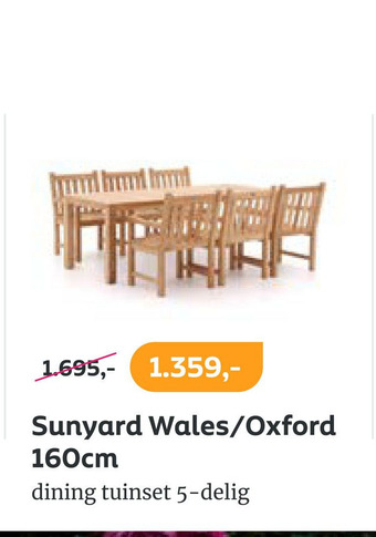 Kees Smit Sunyard Wales/Oxford 160cm dining tuinset 5-delig aanbieding