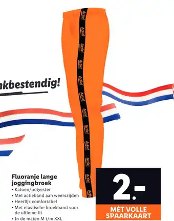 Lidl Fluoranje lange joggingbroek aanbieding