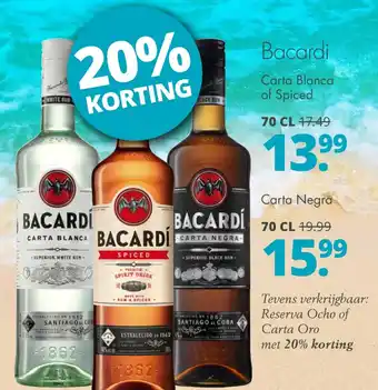 Mitra Bacardi Carta Blanca of Spiced aanbieding