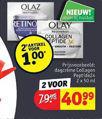 Kruidvat Olay Dagcrème Collagen Peptide24 aanbieding