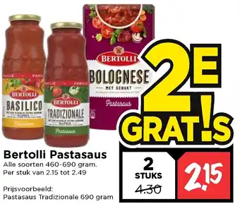 Vomar Voordeelmarkt Bertolli Pastasaus 460-690g aanbieding