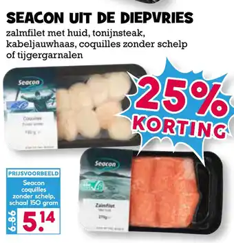 Boon`s Markt SEACON UIT DE DIEPVRIES zalmfilet met huid, tonijnsteak, kabeljauwhaas, coquilles zonder schelp of tijgergarnalen aanbieding