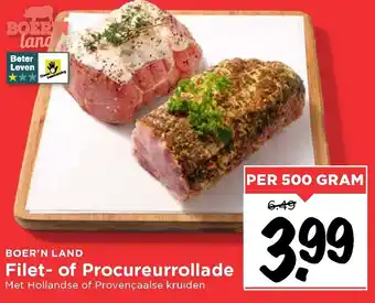 Vomar Voordeelmarkt Boer'n Land Filet- of Procureurrollade 500g aanbieding