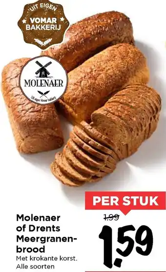 Vomar Voordeelmarkt Molenaer of Drents Meergranenbrood aanbieding