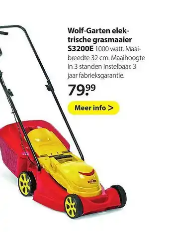 Boerenbond Wolf-Garten Elektrische Grasmaaier S3200E aanbieding