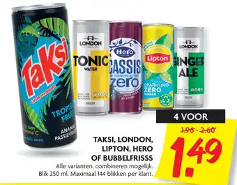 Dekamarkt Taksi, london, lipton, hero of bubbelfrisss aanbieding