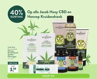 Holland & Barrett Jacob Hooy Hennep Kruidendrank Gember Citroengras 20 zakjes aanbieding