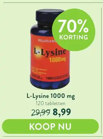 Holland & Barrett L-Lysine 1000 mg 120 tabletten aanbieding