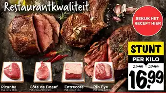 Vomar Voordeelmarkt Picanha, Cote de Boeuf, Entrecote, Rib Eye 1kg aanbieding