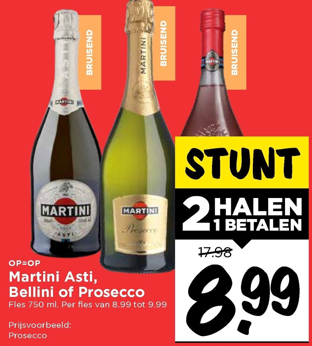 Martini Asti, Bellini of Prosecco 750ml aanbieding bij Vomar