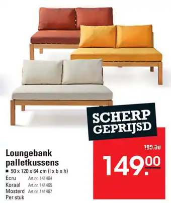 Sligro Loungebank palletkussens 90*120*64cm aanbieding