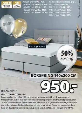 Jysk Dreamzone Gold C100 Boxspring aanbieding