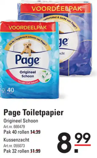 Sligro Page Toiletpapier origineel 40 rollen of Kussenzacht 32 rollen aanbieding