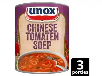 Hoogvliet Unox Soep in blik stevige Chinese tomatensoep aanbieding