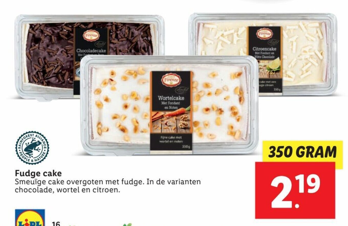 Fudge cake 350 gram aanbieding bij Lidl