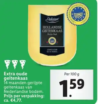 Lidl Extra oude geitenkaas 100g aanbieding