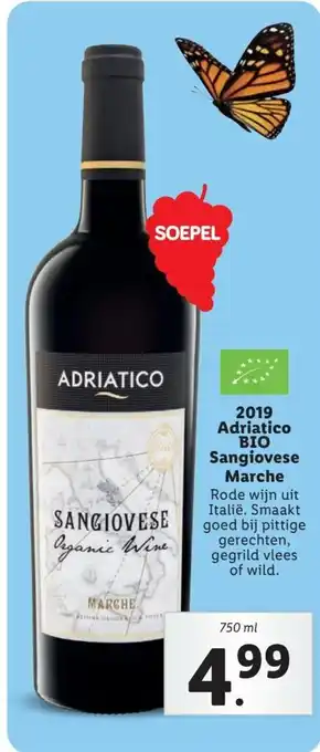 Lidl 2019 Adriatico Bio Sangiovese Marche 750 ml aanbieding