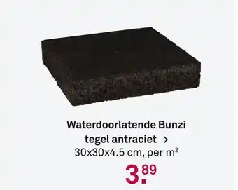 Karwei Waterdoorlatende Bunzi tegel antraciet 30x30x4.5 cm aanbieding