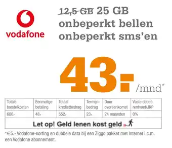 Telecombinatie Vodafone aanbieding