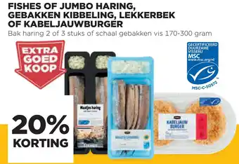 Jumbo FISHES OF JUMBO HARING, GEBAKKEN KIBBELING, LEKKERBEK OF KABELJAUWBURGER aanbieding