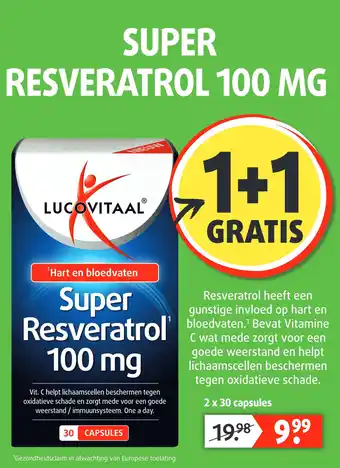 Lucovitaal Super resveratrol 100 mg aanbieding