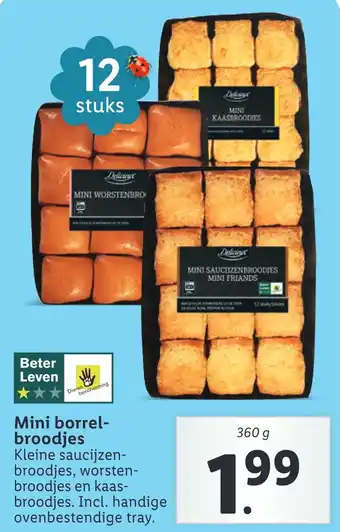 Lidl Mini borrel- broodjes Kleine saucijzen- broodjes, worsten- broodjes en kaas- broodjes. Incl. handige ovenbestendige tray. aanbieding