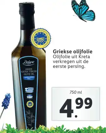 Lidl Griekse olijfolie Olijfolie uit Kreta verkregen uit de eerste persing. aanbieding