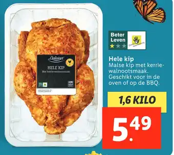 Lidl Hele kip Malse kip met kerrie walnootsmaak. aanbieding