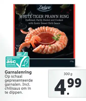 Lidl Garnalenring Op schaal gepresenteerde garnalen. Incl. chilisaus om in e dippen. aanbieding