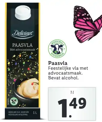 Lidl Paasvla Feestelijke vla met advocaatsmaak. Bevat alcohol. aanbieding