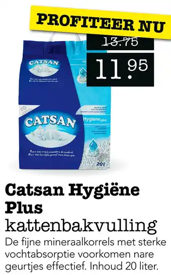 Dierspecialist Catsan Hygiëne plus kattenbakvulling aanbieding