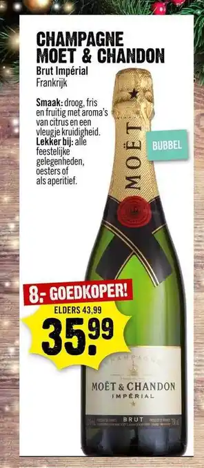 Dirck 3 Champagne Moet & Chandon Brut Impérial 75 cl aanbieding